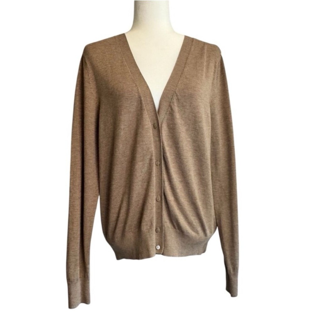 H&M Basics Camel Tan V-Neck Button-Front Cardigan Women’s Medium Neutral